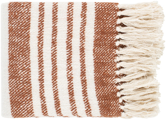 Neutral Terracotta Striped Throw Blanket